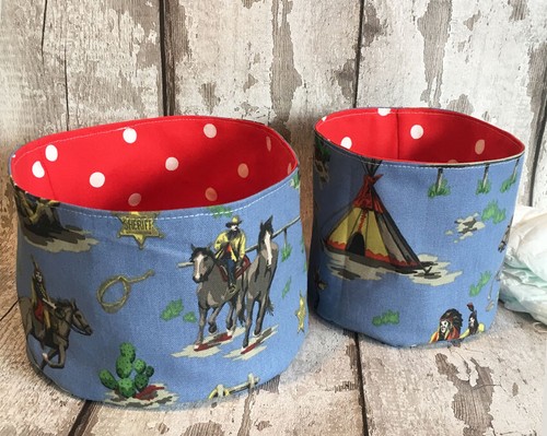 Handmade fabric toy storage