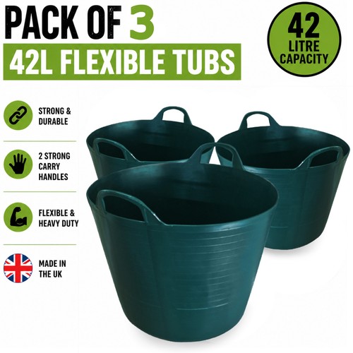 Green plastic flexi tub - 3x,