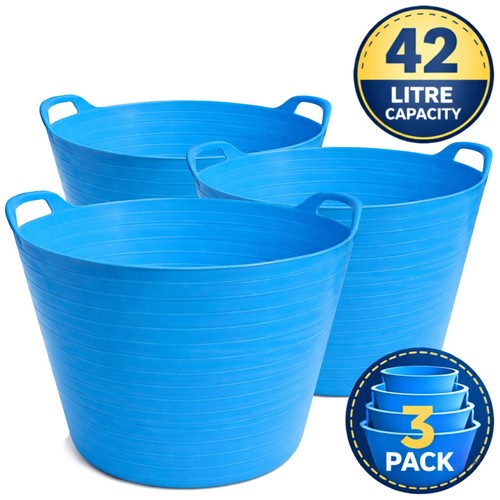 Blue plastic flexi tub - plastic,
