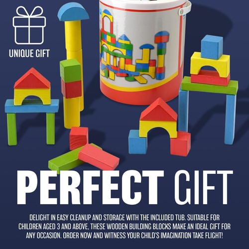 New 100pc kids wooden building - new,